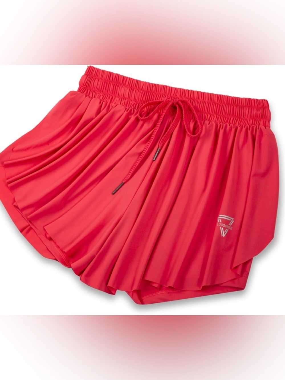 Women’s Athletic Skirt-Style Shorts in Bright Pink with Drawstring Waist
